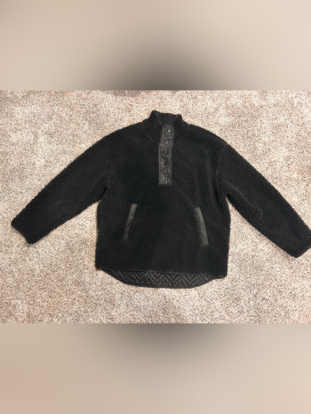 Athleta Black Sherpa Snap Pullover